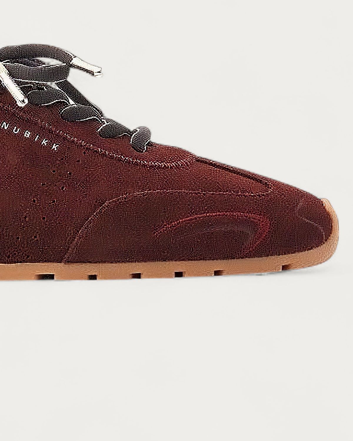 NUBIKK Billy Lou Bordeaux Suede Sneaker, toe detail