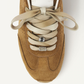 NUBIKK Billy Lou Cognac Suede Sneaker with Dip-Dye Laces, close-up detail