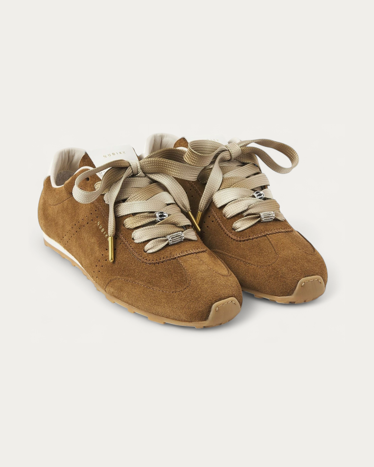 NUBIKK Billy Lou Cognac Suede Sneaker with Dip-Dye Laces, pair view