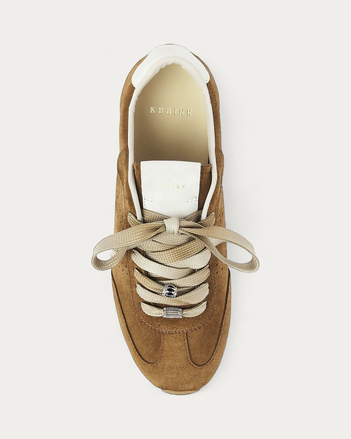 NUBIKK Billy Lou Cognac Suede Sneaker with Dip-Dye Laces, top view