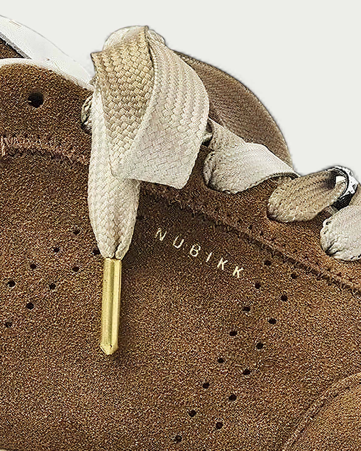 NUBIKK Billy Lou Cognac Suede Sneaker with Dip-Dye Laces, upper detail