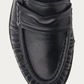 NUBIKK Jones Black Leather Ruffle Mule Loafer, close-up detail