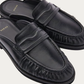 NUBIKK Jones Black Leather Ruffle Mule Loafer, close-up detail