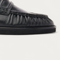 NUBIKK Jones Black Leather Ruffle Mule Loafer, toe detail