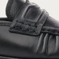 NUBIKK Jones Black Leather Ruffle Mule Loafer, upper detail