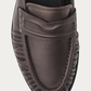 NUBIKK Jones Dark Brown Leather Ruffle Mule Loafer, close-up detail