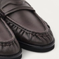 NUBIKK Jones Dark Brown Leather Ruffle Mule Loafer, toe detail