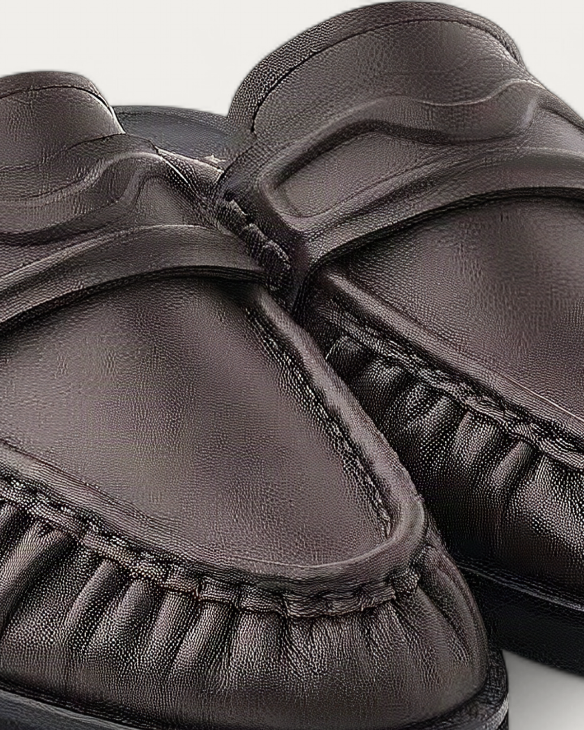 NUBIKK Jones Dark Brown Leather Ruffle Mule Loafer, upper detail