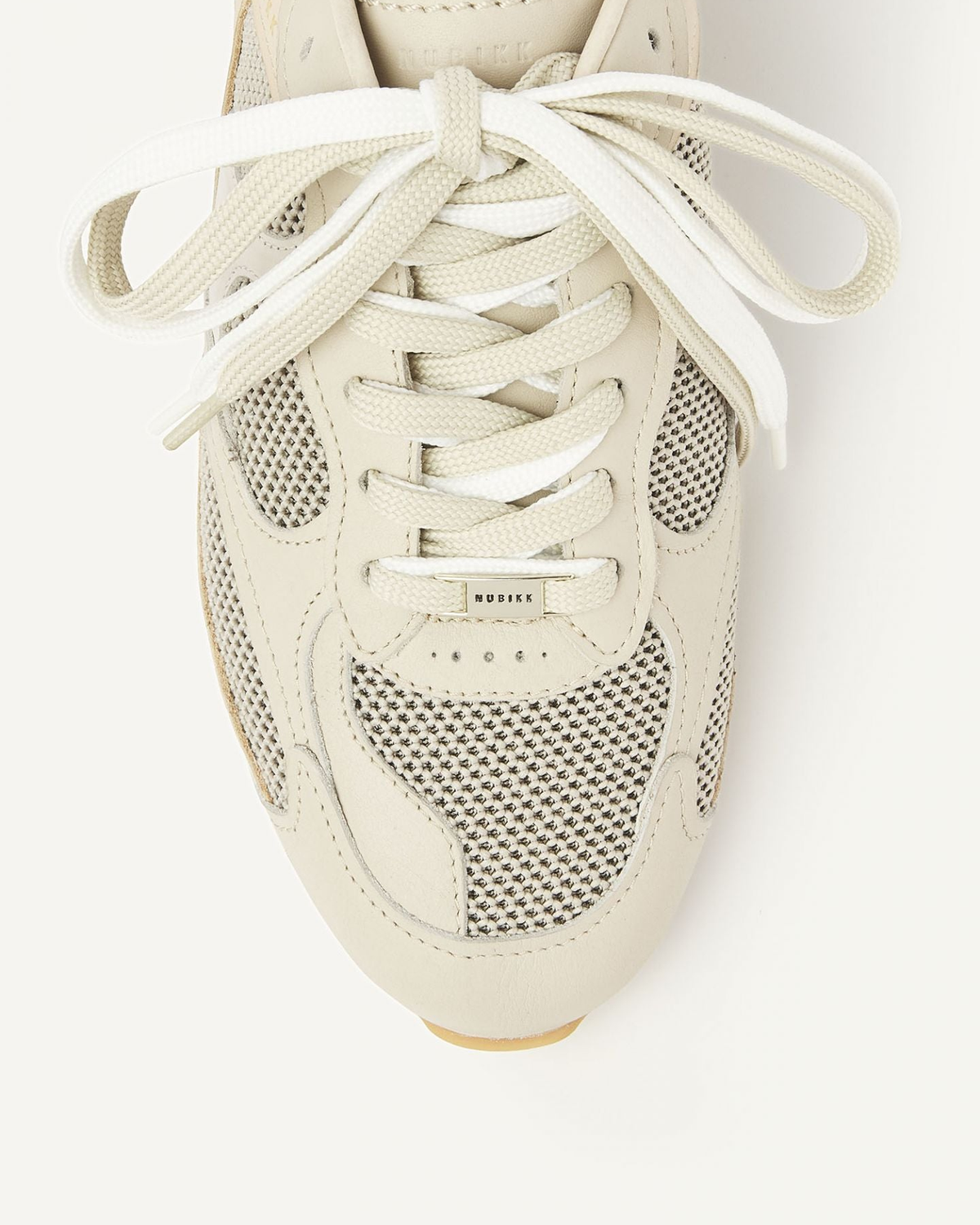 NUBIKK Riley Morgan Beige Combo Sneaker, close-up detail