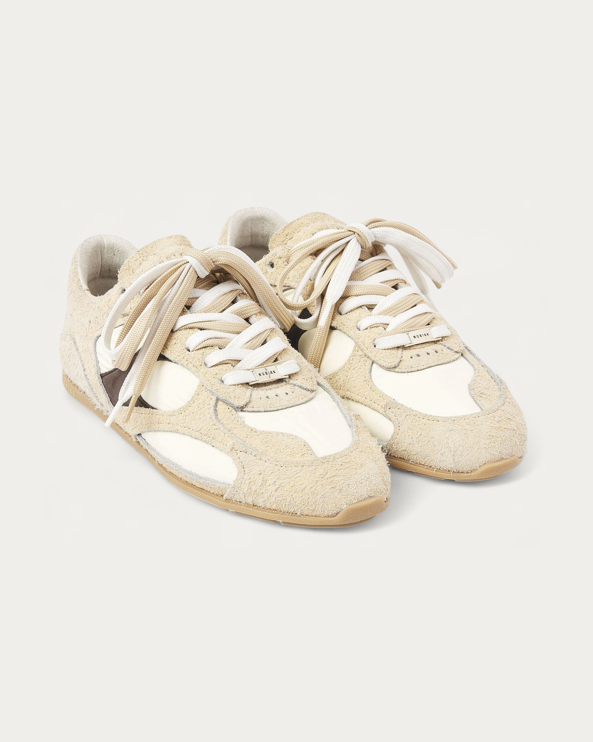 NUBIKK Riley Morgan Beige Hairy Suede Sneaker, pair view