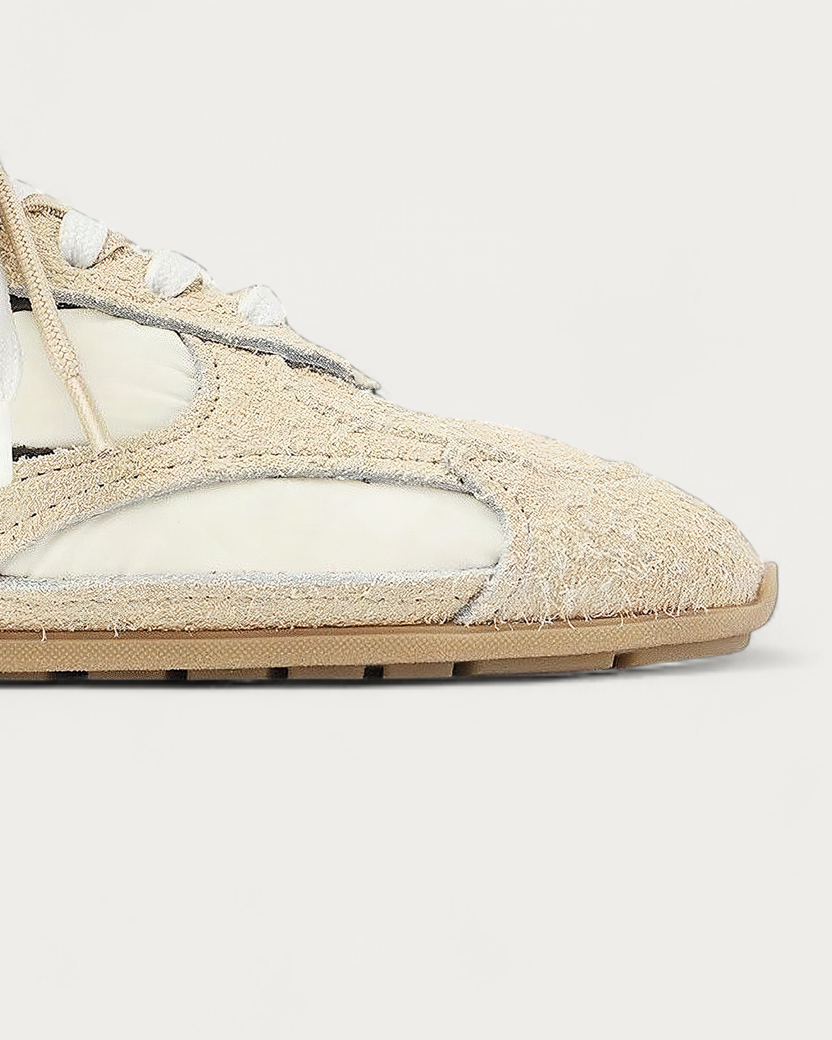 NUBIKK Riley Morgan Beige Hairy Suede Sneaker, toe detail