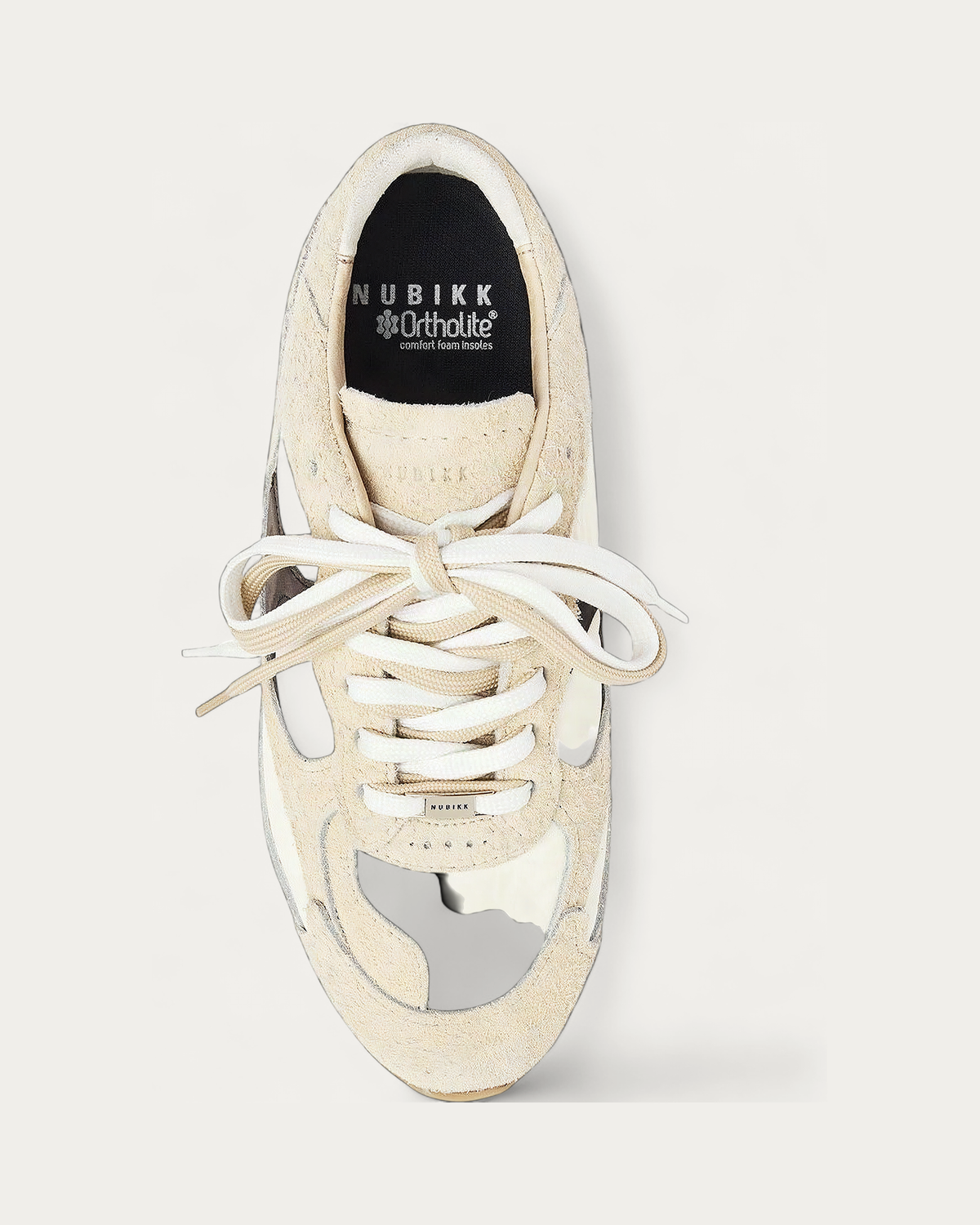 NUBIKK Riley Morgan Beige Hairy Suede Sneaker, top view