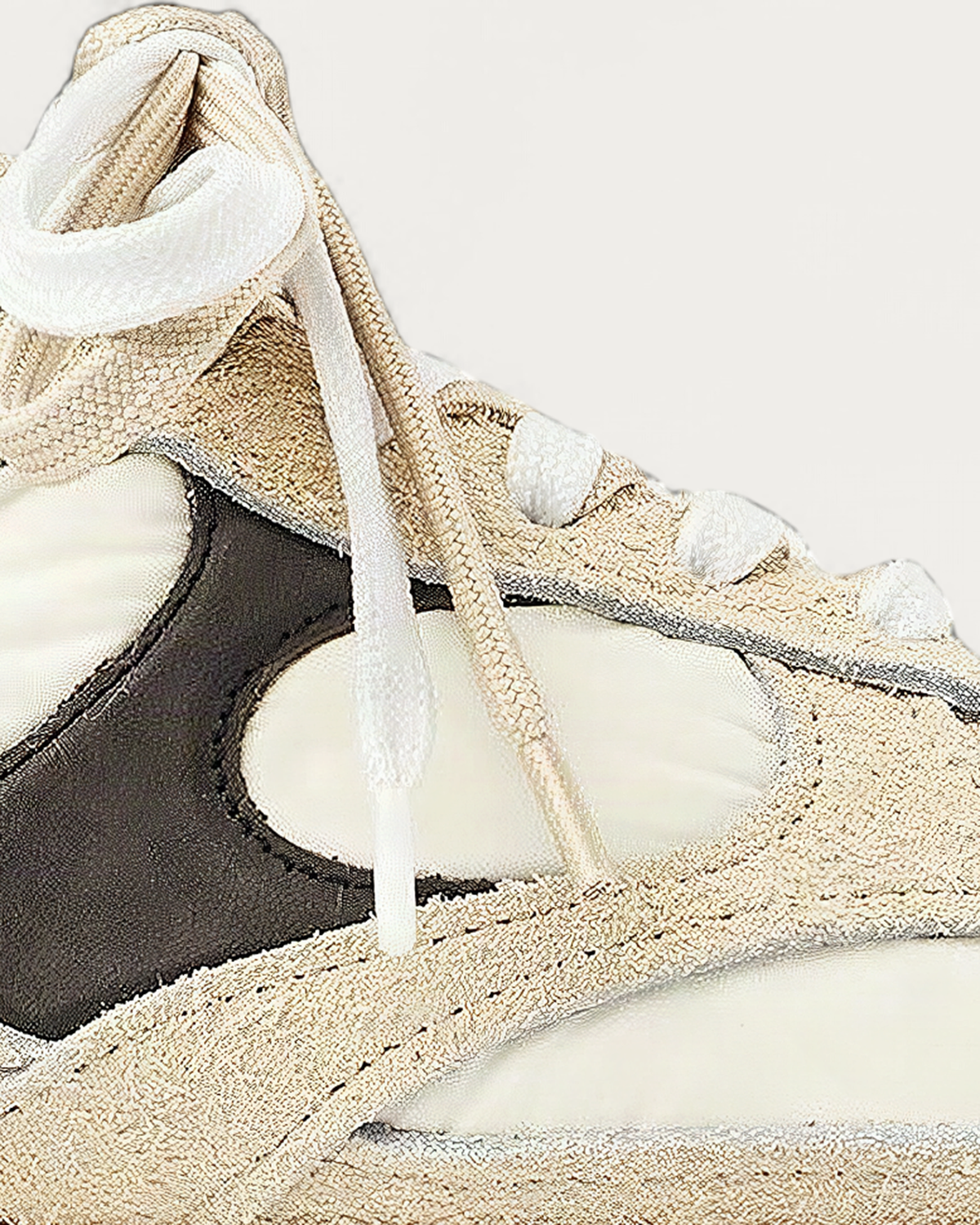 NUBIKK Riley Morgan Beige Hairy Suede Sneaker, upper detail