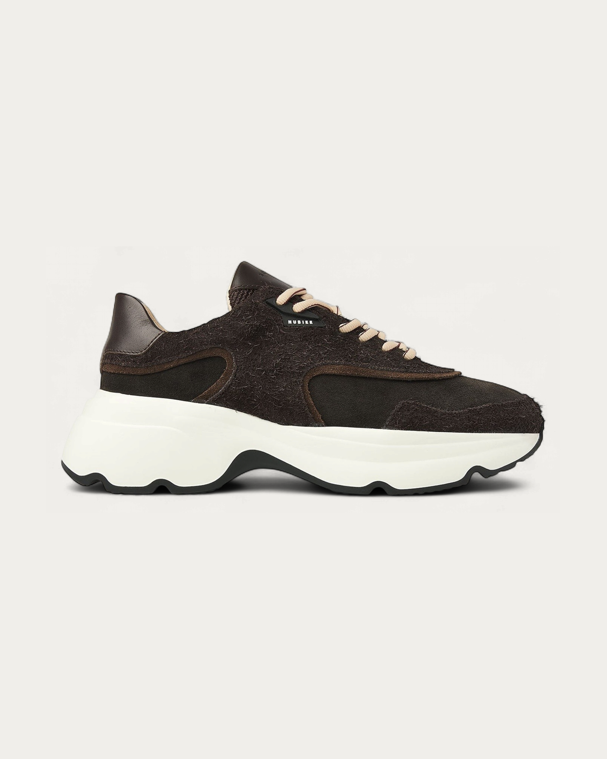NUBIKK Ross Zay Dark Brown Suede Sneaker, side profile
