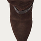 NUBIKK Sally Lynn Dark Brown Suede Ruffle Ankle Boot, close-up detail