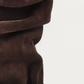 NUBIKK Sally Lynn Dark Brown Suede Ruffle Ankle Boot, upper detail