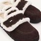 NUBIKK Teddy Espresso Suede Shearling Clog, close-up detail