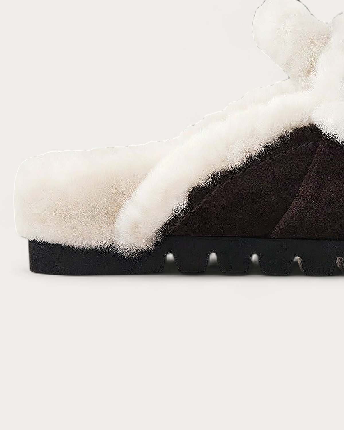 NUBIKK Teddy Espresso Suede Shearling Clog, heel detail