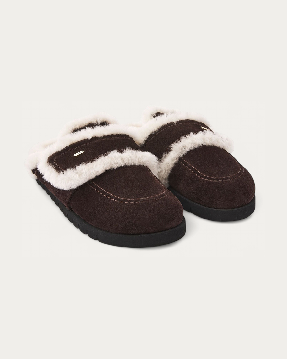 NUBIKK Teddy Espresso Suede Shearling Clog, pair view
