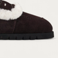NUBIKK Teddy Espresso Suede Shearling Clog, toe detail