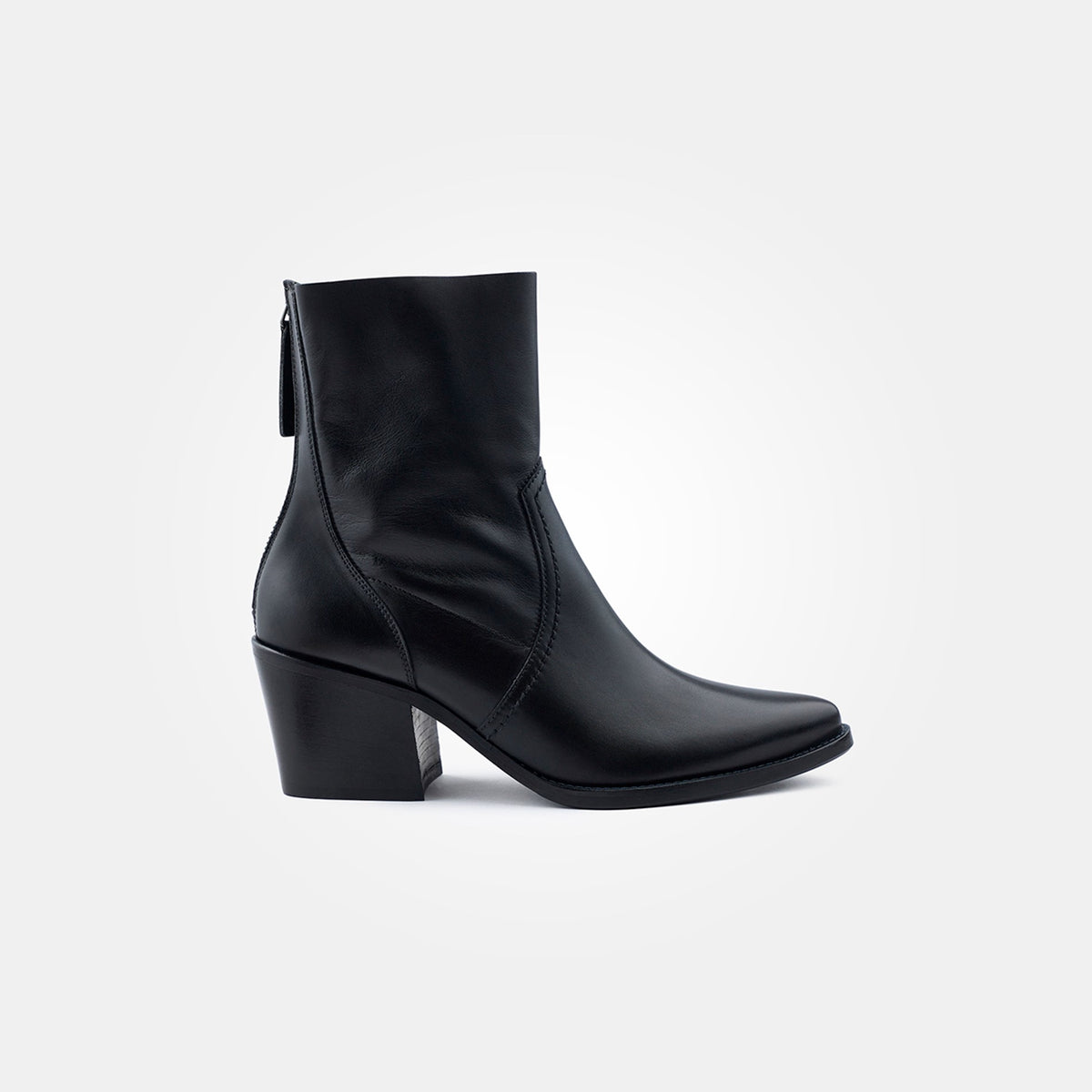 Paul Green Black Leather Heel Ankle Boot, side view