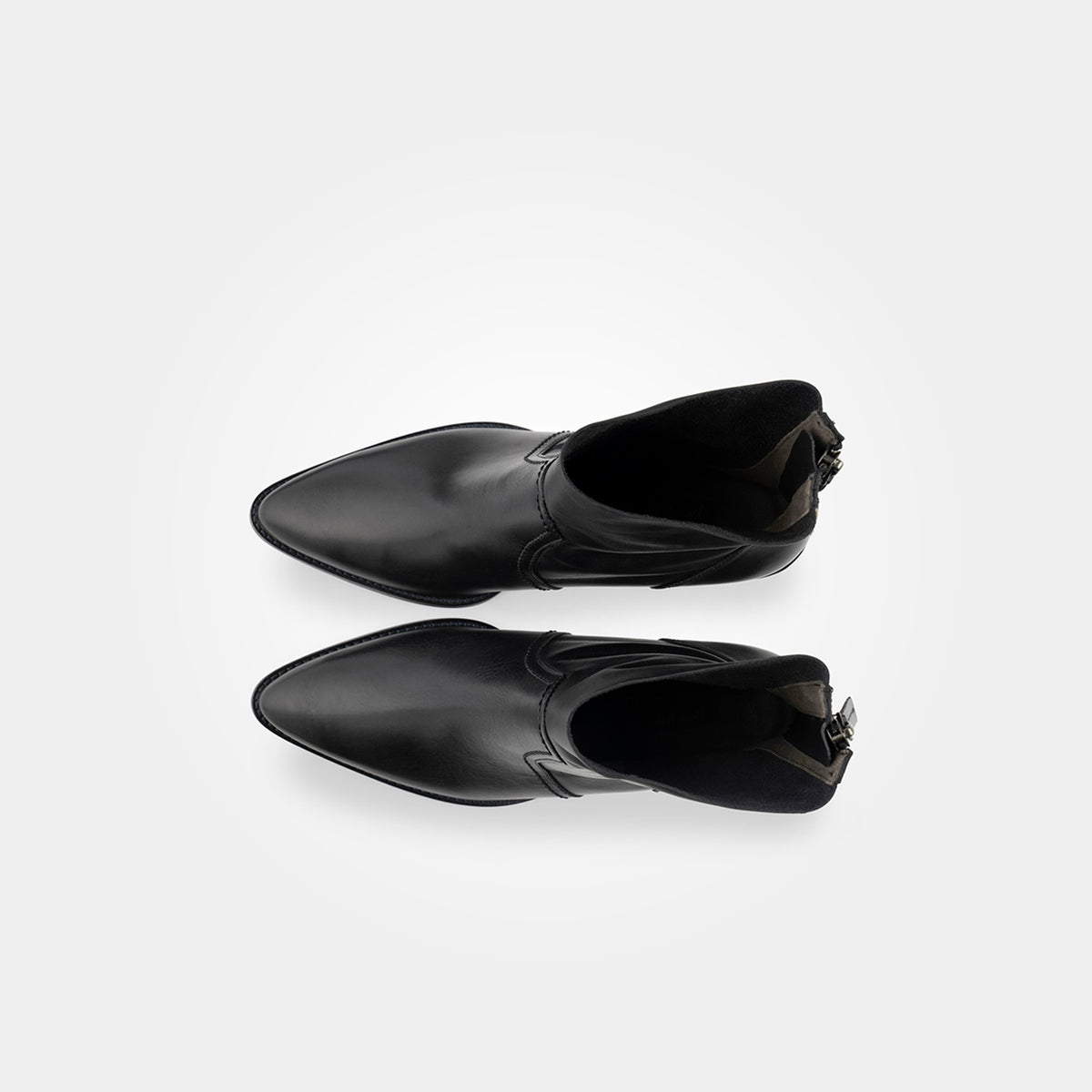 Paul Green Black Leather Heel Ankle Boot, top view of the pair