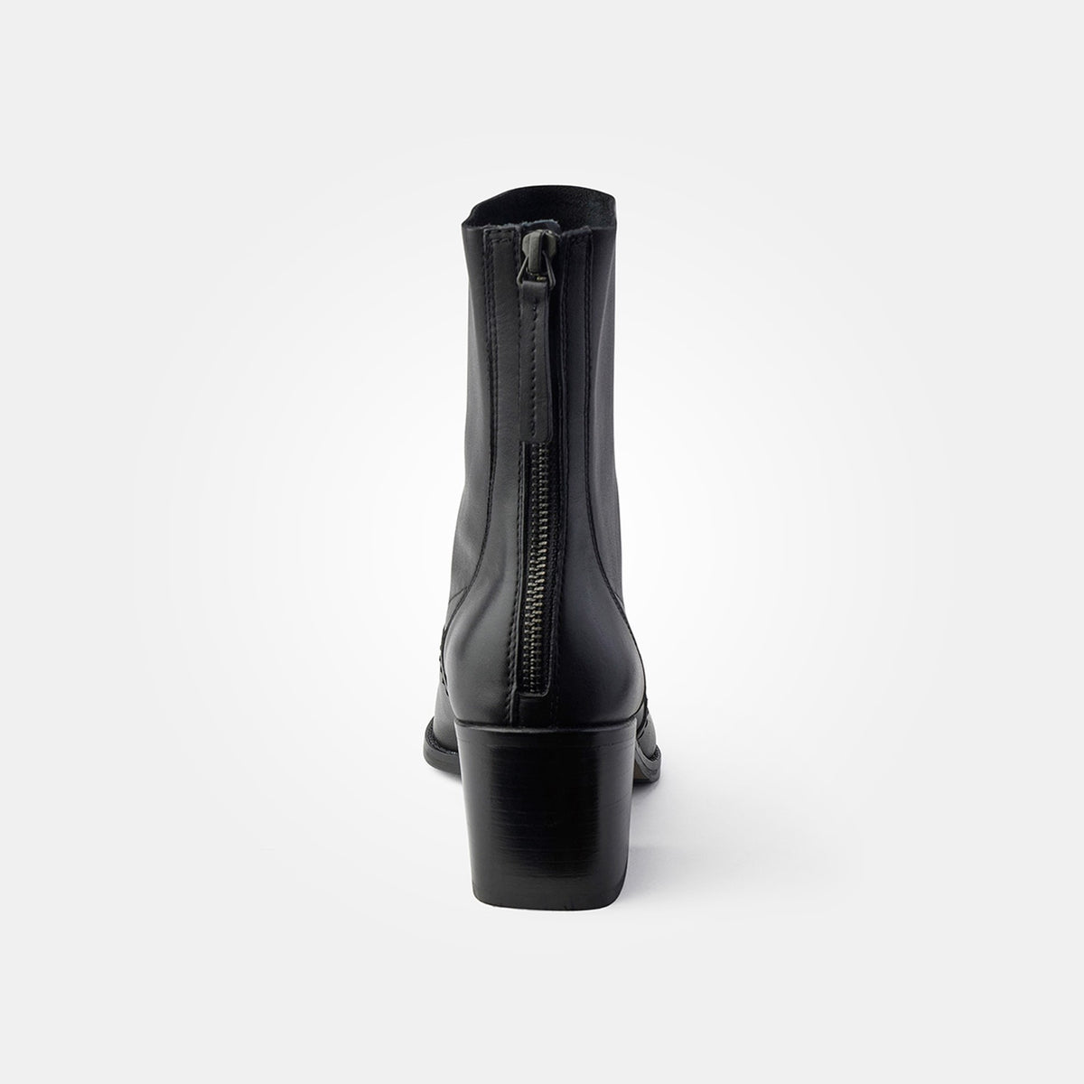 Paul Green Black Leather Heel Ankle Boot, back view
