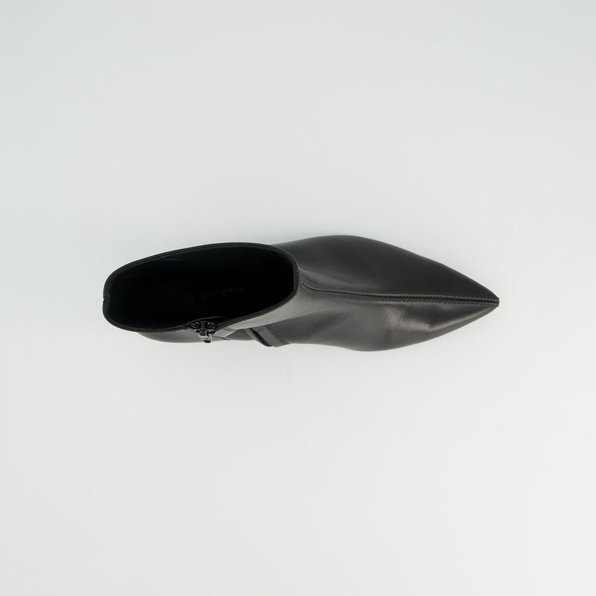 Paul Green Black Leather Kitten Heel Ankle Boot, view from above