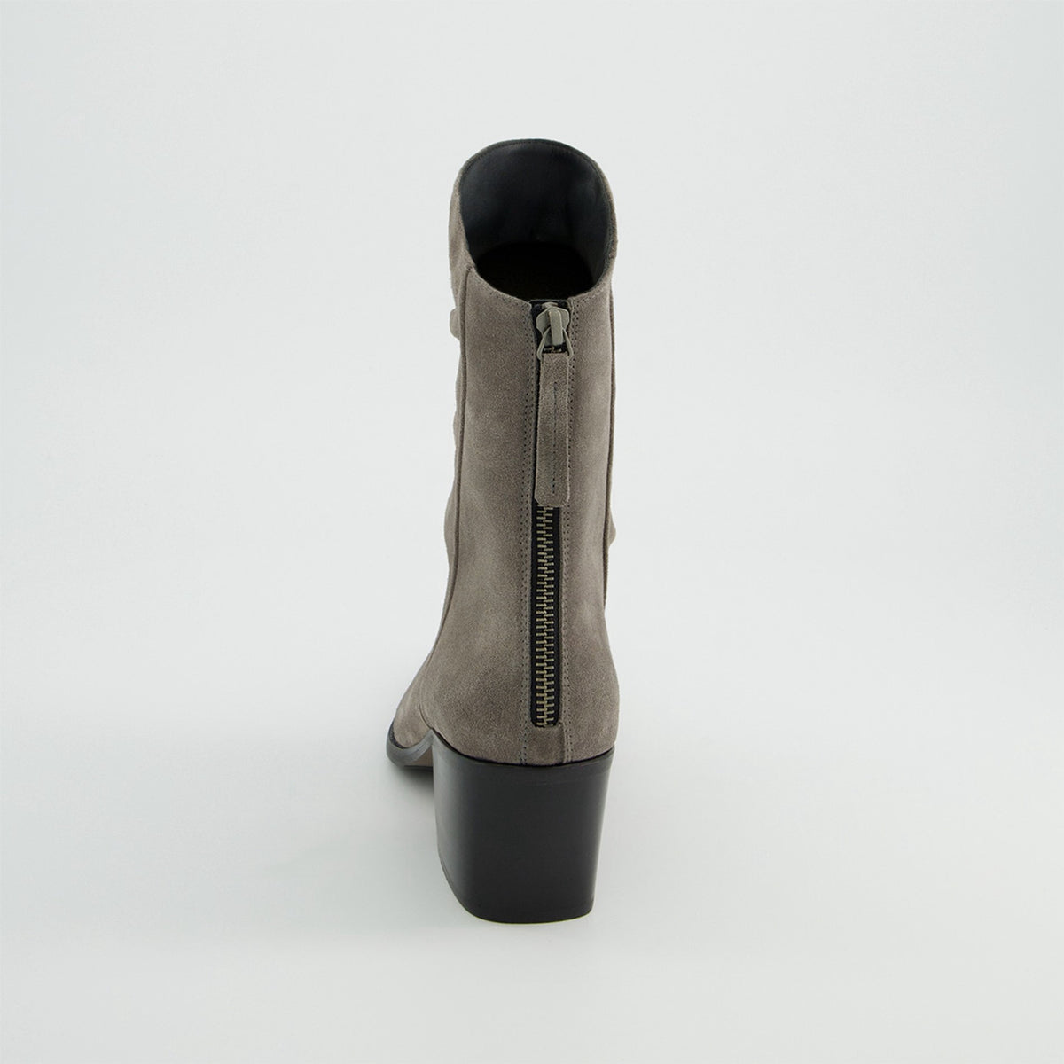 Paul Green Grey Soft Suede Heel Boot, back view