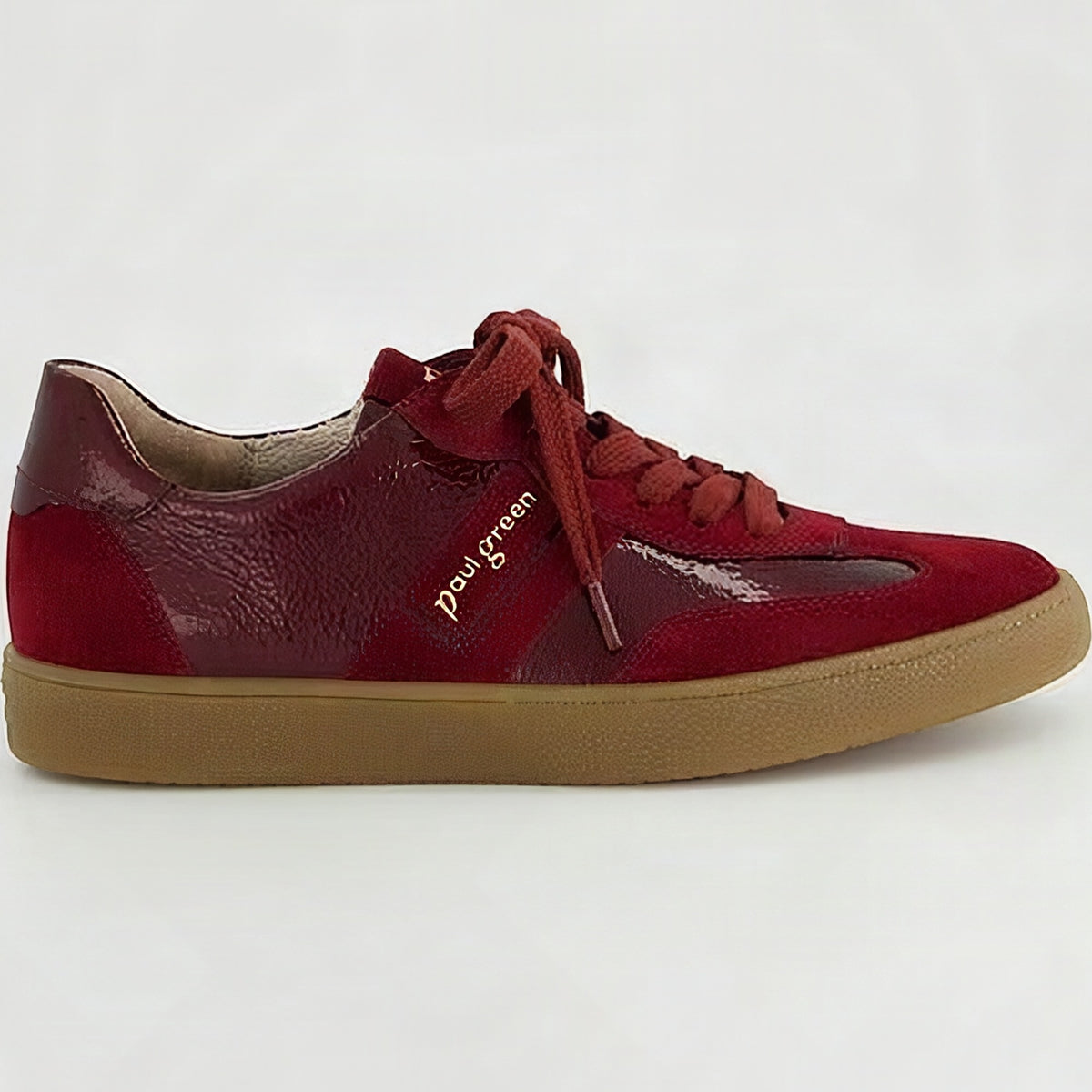 Paul Green Gum Sole Sneaker In Bordeaux, side view