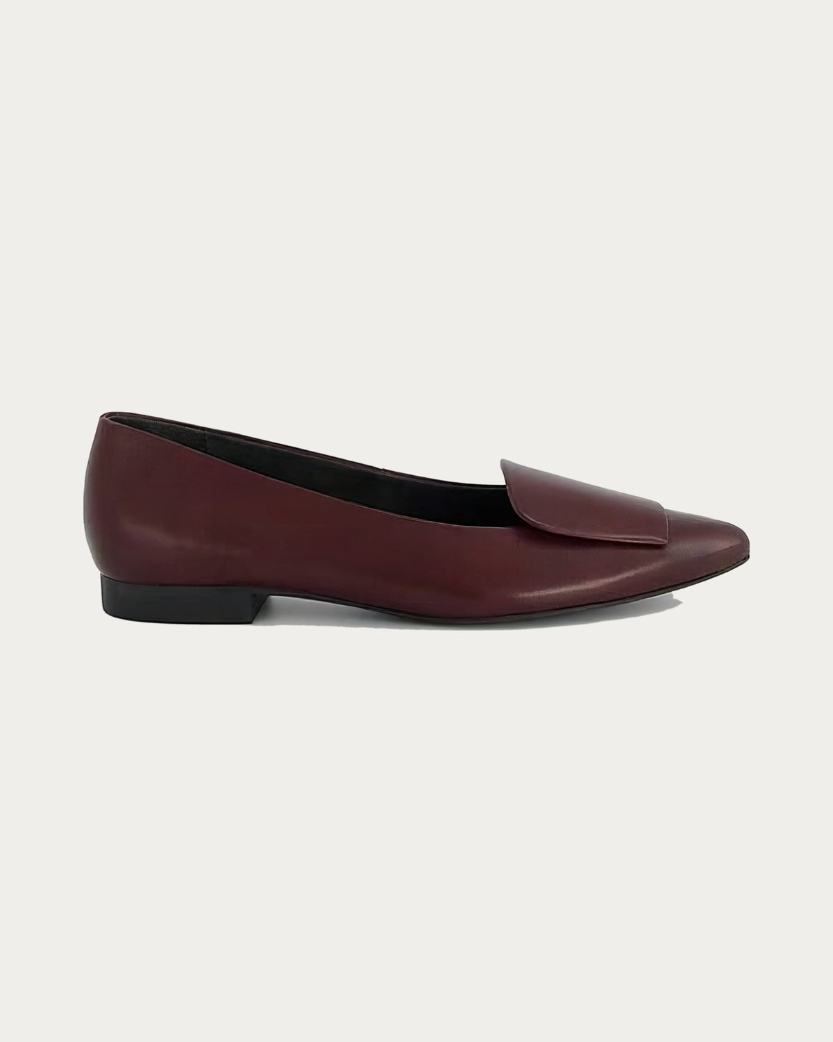 Paul Green Leather Flat Ballerina in Burgundy, side view