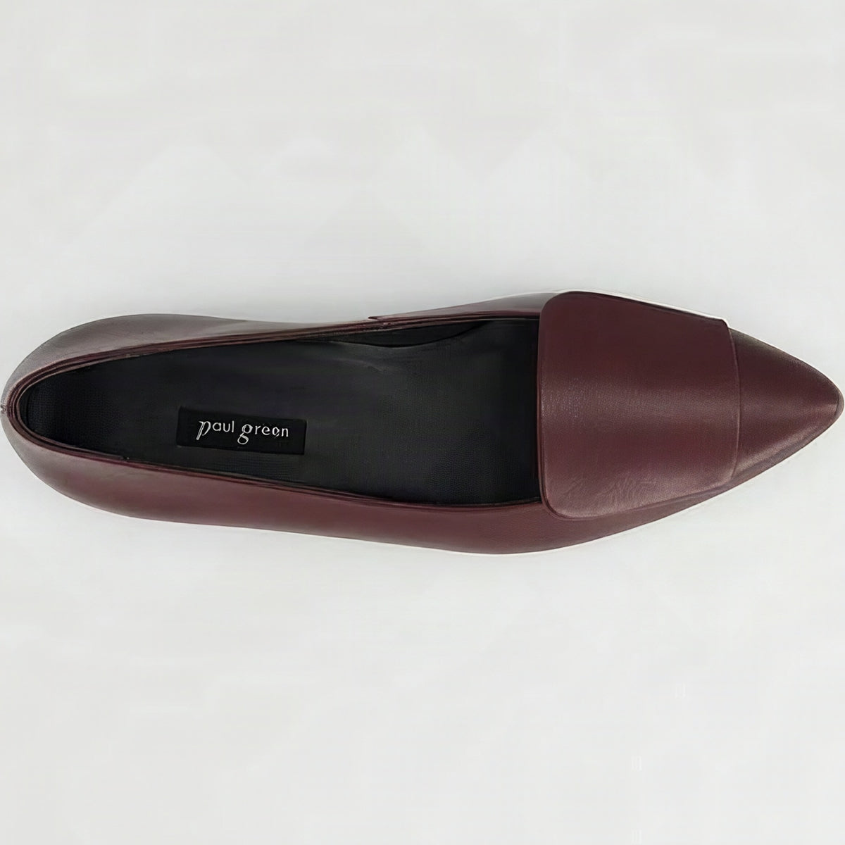 Paul Green Leather Flat Ballerina in Burgundy, top view