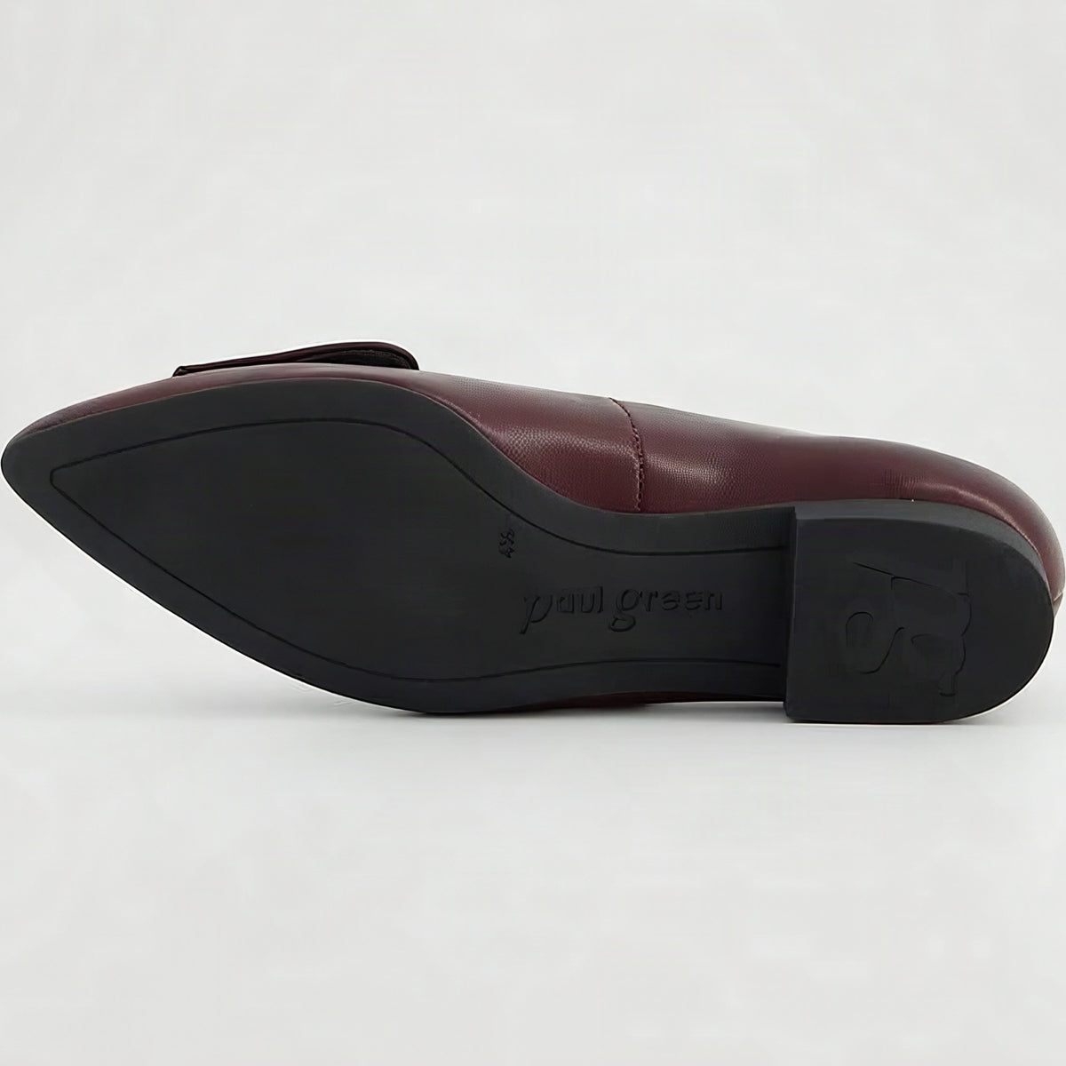 Paul Green Leather Flat Ballerina in Burgundy, outsole