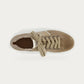 Paul Green Platform Sneaker in beige suede with tonal laces and a chunky rubber platform sole, seen from above on a warm off-white background