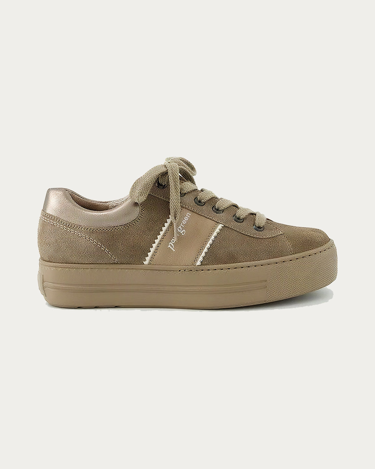 Paul Green Platform Sneaker Beige Suede, side profile