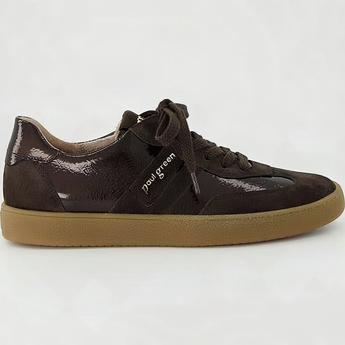 Paul Green Brown Suede Gum Sole Sneaker, side view