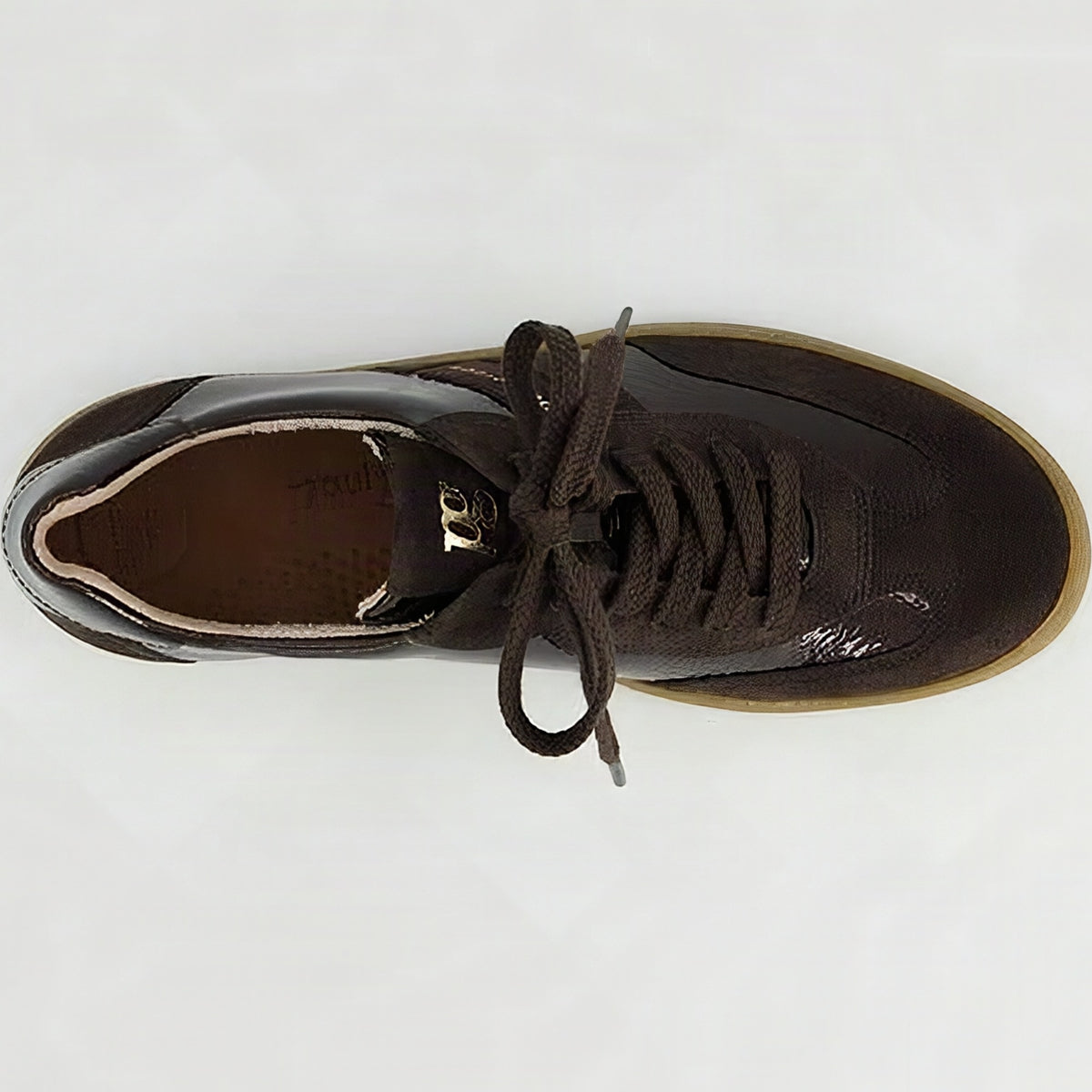 Paul Green Brown Suede Gum Sole Sneaker, top view