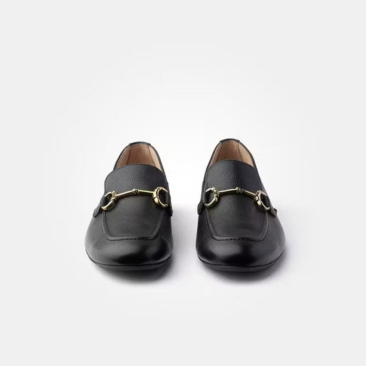 Black Loafer With Gold Buckle
