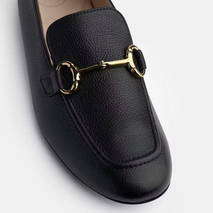 Black Loafer With Gold Buckle