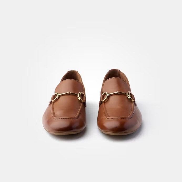 Cognac Loafer With Gold Snaffle