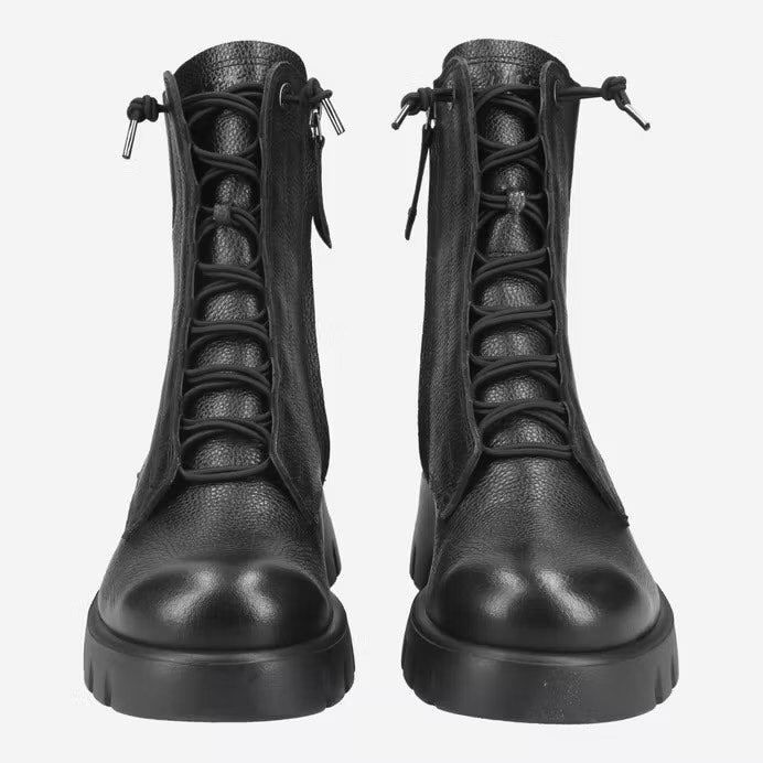 Bungee Lace Boot In Black Leather