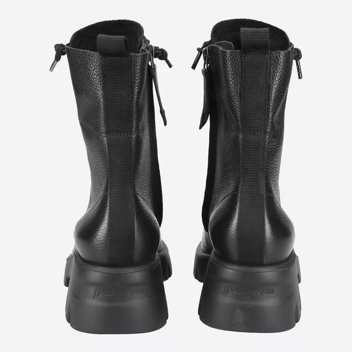 Bungee Lace Boot In Black Leather