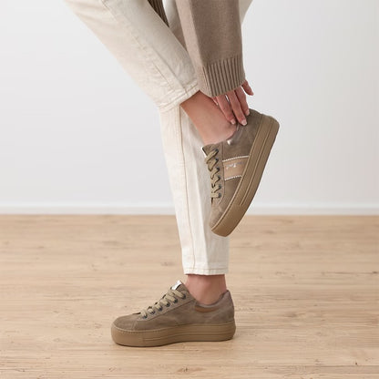 Platform Sneaker Beige Suede