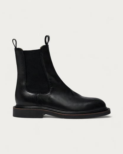 Pavement Panord Chelsea Boot in black leather, side profile