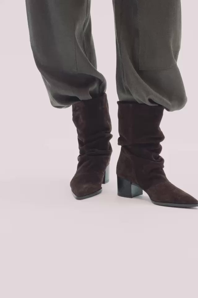 Copenhagen Studios Suede Chocolate Heeled Boot - video