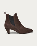 Anonymous Copenhagen Rikley 50 brown suede ankle boot with elastic side panel, side profile