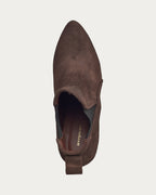 Rikley 50 brown suede ankle boot from above showing the low-cut shaft and leather lining