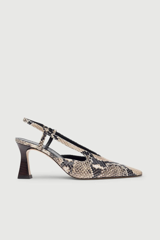Snake Print Leather Sling Back