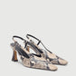Snake Print Leather Sling Back