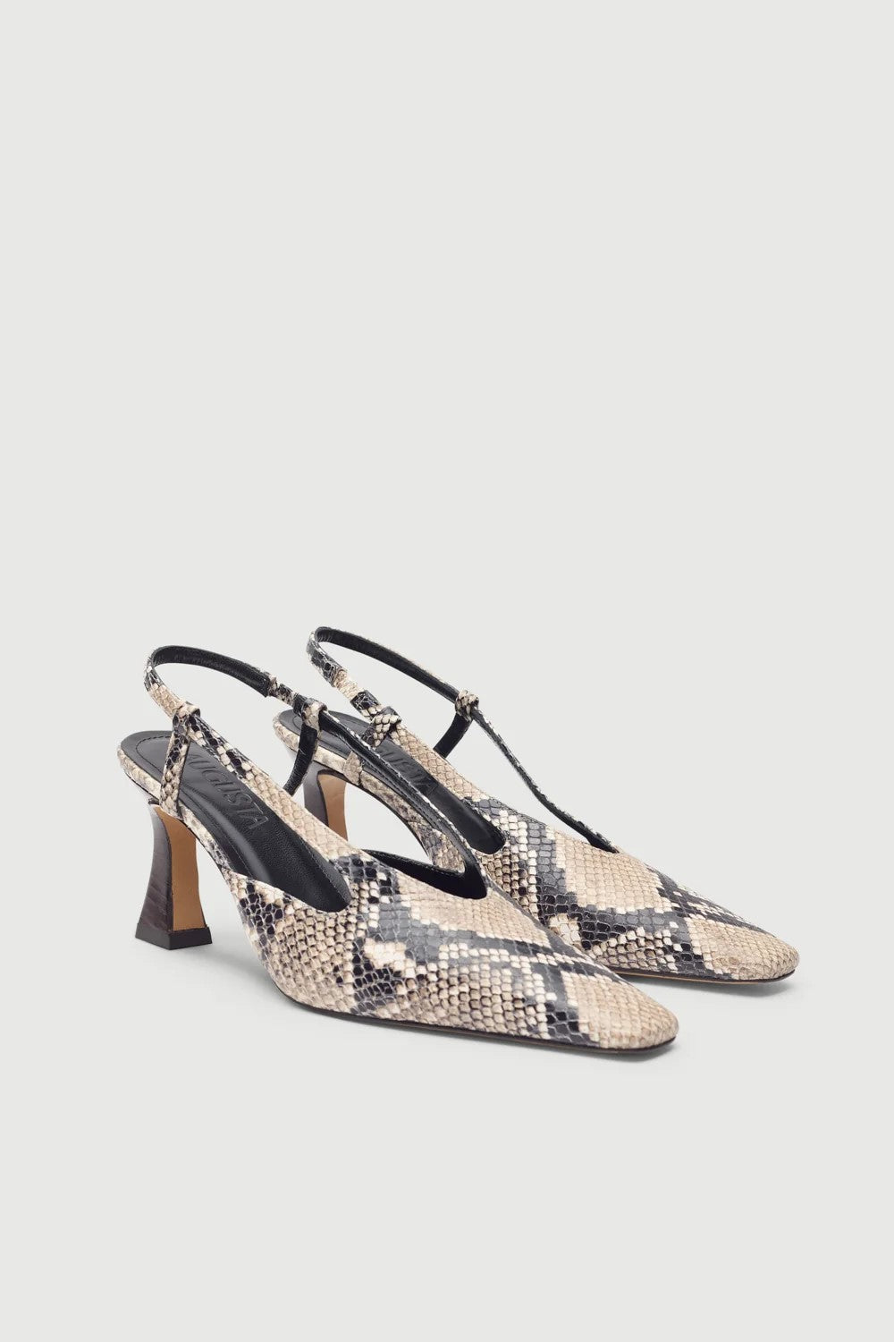 Snake Print Leather Sling Back